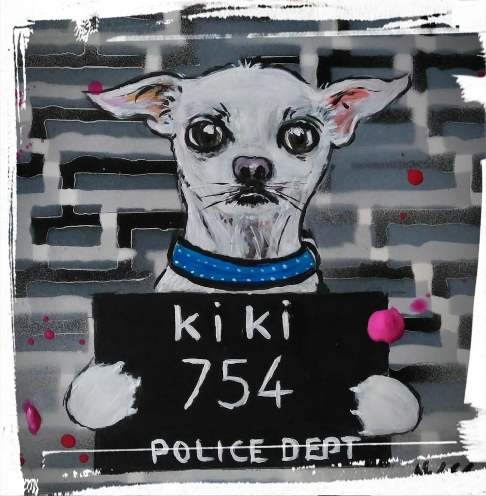 Kiki, voleur de croquettes, Acrylique sur panneau