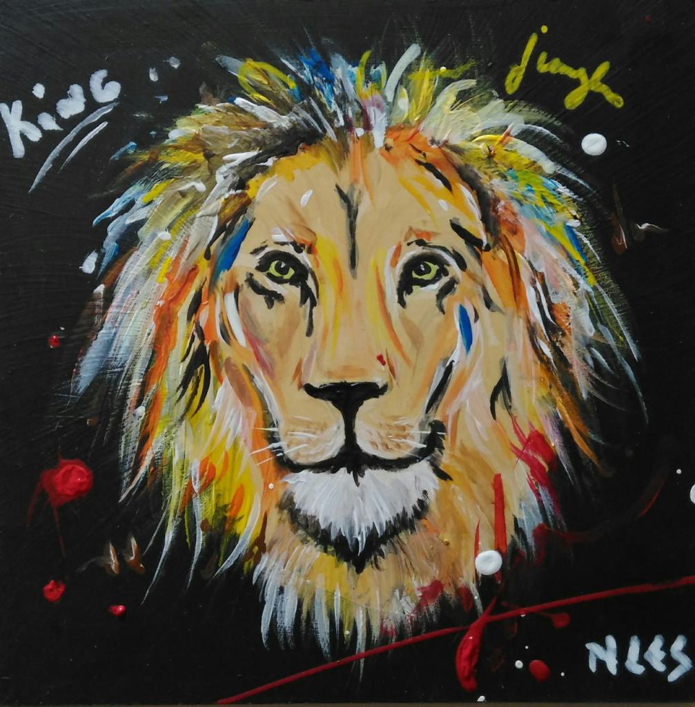 Lion, acrylique sur panneau